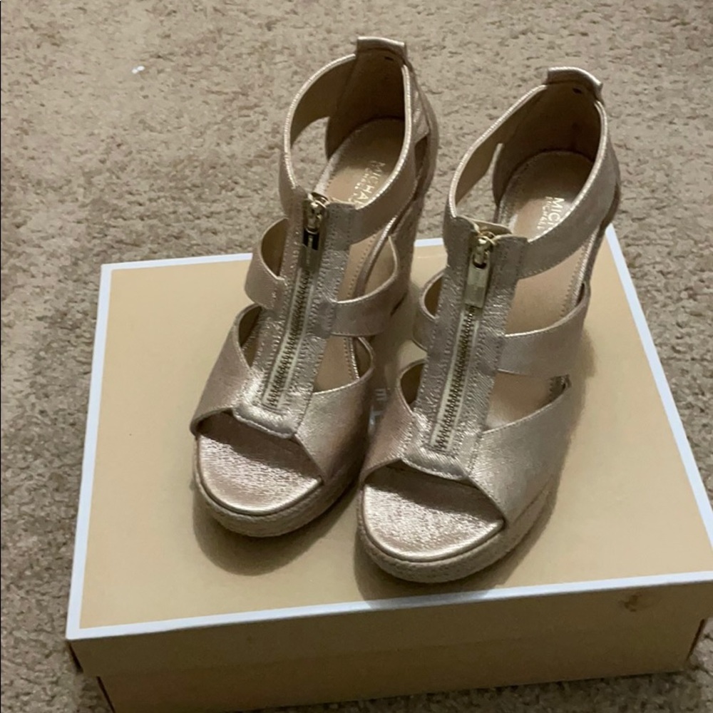 Gold wedge sandals